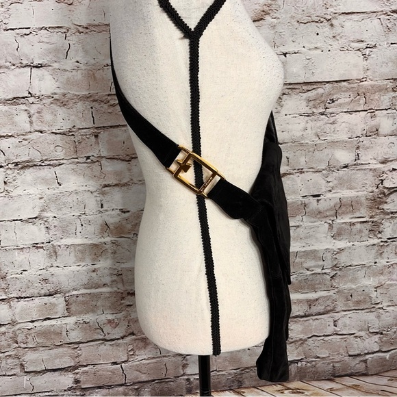 Americana by Sharif Black Suede & Calf Hair flap satchel crossbody Bag - Picture 3 of 11